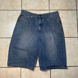 Vintage Y2K Brooklyn Exchange Blue Denim Jorts Mens Size 36 x 14 Baggy Skater